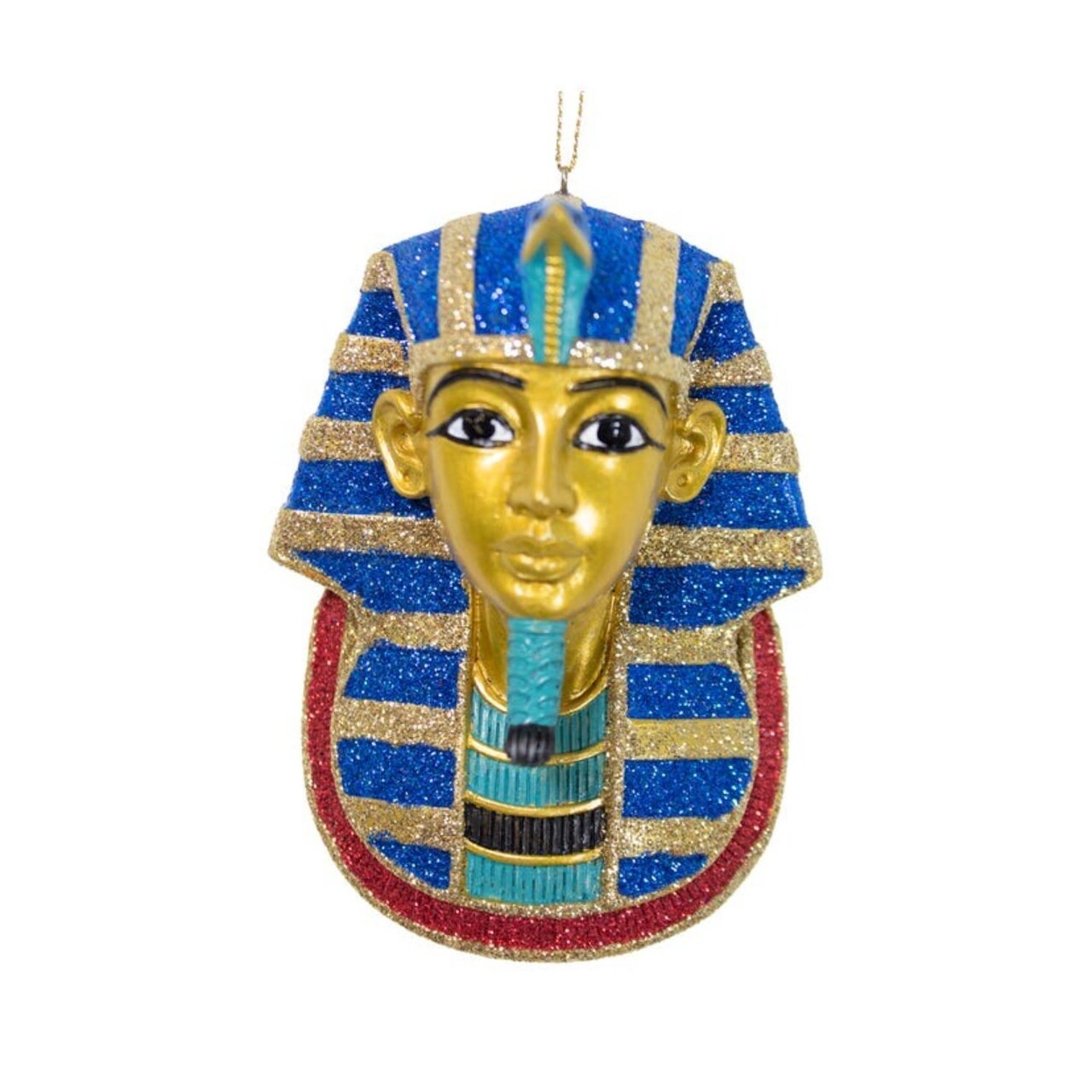 KSA Club Pack of 12 Blue and Gold King Tut Christmas Ornaments 4.25"